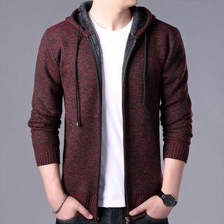 Melange Hooded Zip Knit Jacket