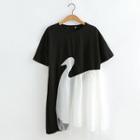 Swan Applique Short Sleeve Dress