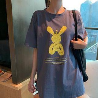 Short-sleeve Rabbit Print T-shirt / Camisole Top