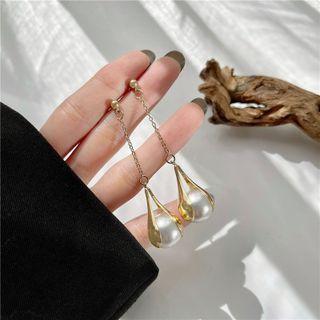 Faux Pearl Dangle Earring 1 Pair - Earring - Faux Pearl - Gold - One Size