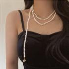 Heart Alloy Pendant Layered Faux Pearl Choker Gold - One Size