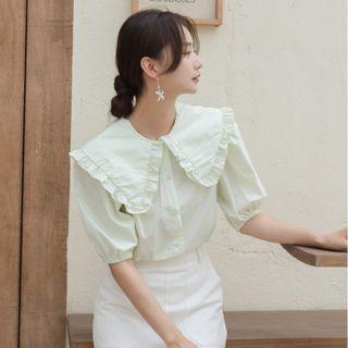 Plain Ruffle Oversize Blouse