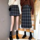 High-waist Plaid Mini Skirt / High-waist Plaid Midi Skirt