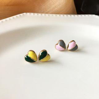 Heart Two-tone Glaze Earring