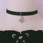 Butterfly Pendant Velvet Choker / Dangle Earring