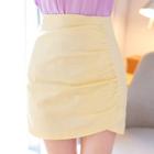 Shirred Wrap-front Miniskirt