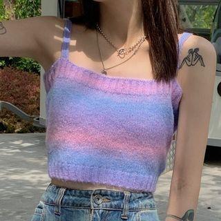 Tie Dye Knit Camisole Top Purple & Pink & Blue - One Size