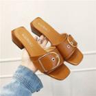 Block-heel Strapped Slippers