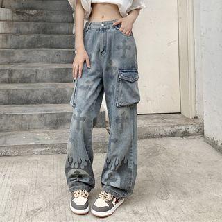 Low-rise Cross Print Cargo Loose-fit Jeans