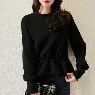 Plain Ruffle Hem Sweatshirt
