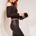 Choker-neck Off-shoulder Cropped Top