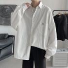 Long-sleeve Pocket Front Oversized Shirt