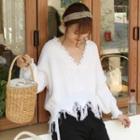Fray Long-sleeve Knit Sweater
