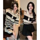 Striped Loose-fit Polo Shirt / Mini Polo Dress