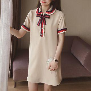 Contrast Trim Short-sleeve Polo Dress
