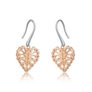 925 Silver Filigree Heart Dangle Earrings, Women Jewelry Gift