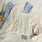 Square-neck Ruffle-trim Smocked Top