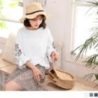 3/4 Sleeve Floral Embroidered Top