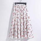 Cherry Print Midi A-line Skirt Red Cherry - White - 58-96cm