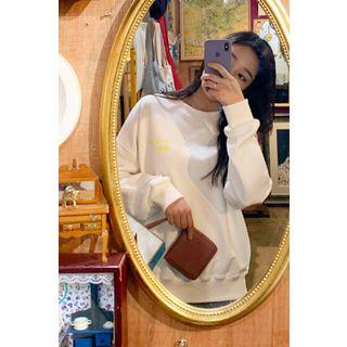 Letter Print Cotton Sweatshirt White - One Size
