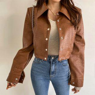 Snakeskin Faux-leather Jacket