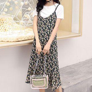Set: T-shirt + Sleeveless Printed Dress