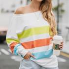 One-shoulder Mix-color Sweatshirt