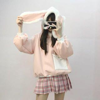 Rabbit Ear Color Block Hoodie