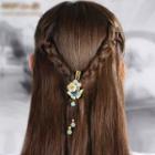Retro Cat Eye Stone Flower & Butterfly Hair Clip As Shown In Figure - One Size