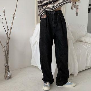 Wide Leg Jeans / Striped Cardigan