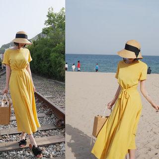 Tie-waist A-line Maxi Dress