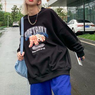 Lettering Dog Print Sweatshirt