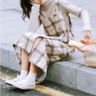 Set: Turtleneck Sweater + Plaid Jumper Dress
