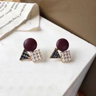 Houndstooth Triangle Faux Pearl Dangle Earring 1 Pair - Pearl - Earrings - One Size