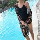 Set: Plain Swimsuit + Beach Cover-up