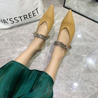 Pointy-toe Chain Strap Flats