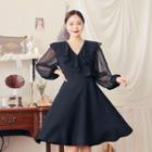Puff-sleeve Ruffle-detail Dress