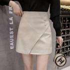 Faux Leather Asymmetric Mini A-line Skirt
