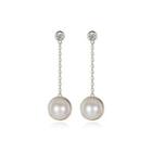 Sterling Silver Plated Gold Simple Elegant Geometric Round Tassel Earrings With White Freshwater Pearls Golden - One Size