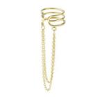 Chained Layered Alloy Cuff Earring 1 Pc - Ear Clip - Gold - One Size