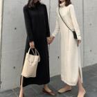 Turtleneck Long-sleeve Maxi Knit Dress