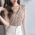 Dotted Lace Panel Knit Top