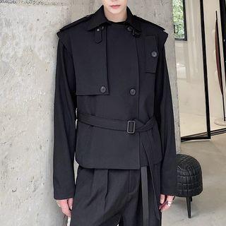 Layered Tie-waist Vest Black - One Size