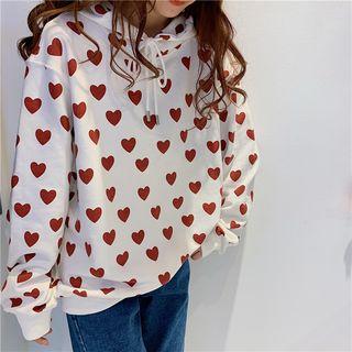 Oversized Heart-pattern Hoodie