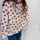 Oversized Heart-pattern Hoodie