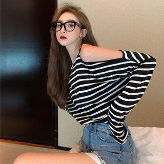 Cutout Long-sleeve Plain Loose-fit Top