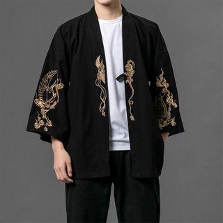 3/4-sleeve Dragon Embroidered Jacket