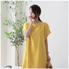 Tassel-sleeve Linen Blend Dress