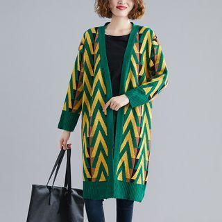 Curve Striped Open Front Midi Cardigan