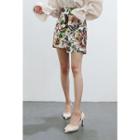 Cutout-hem Floral Print Mini Skirt